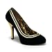 4 1/2 Inch Heel Sexy Flight Attendent Suede Pump Shoes High Heels With Gold Piping