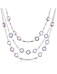 Nine West "Orb Opulance" Silver-Tone and Purple Orbital Triple Row Necklace, 18"