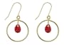 10k Yellow Gold, July Birthstone, Lab-Created Ruby Briolette Dangle Earrings