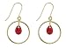 10k Yellow Gold, July Birthstone, Lab Created Ruby Briolette Dangle Earrings