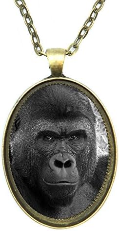 Gorilla Animal Aura Antique Gold Bronze Pendant with Chain Necklace