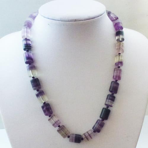 Beautiful Rainbow Fluorite Column Necklace 17.5 Inch