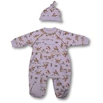 MiniClasix Baby Boys Blue Footed Coverall And Hat Set ~ Rodeo SIZE 9 months