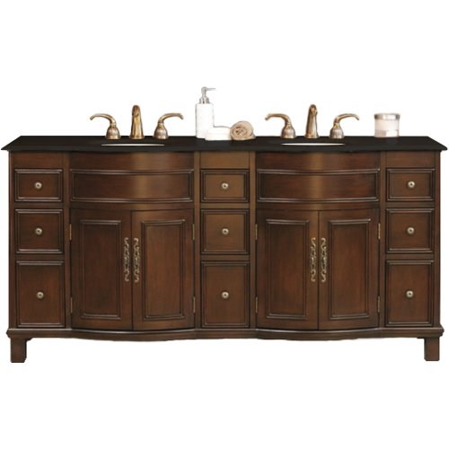 Virtu USA LD-1090-BG-ES Cathy 72-Inch Double Sink Bathroom Vanity with Black Galaxy Granite Countertop, Espresso Finish