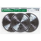 Hitachi 115166 Finish and Combination Miter/Table Saw Blade Set, 10-Inch, 3-Pack