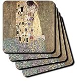 Famous Klimt Painting The Kiss - Set Of 8 Ceramic Tile Coasters