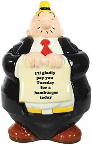 10.5 Inch Wimpy Cartoon Collectible Painted Ceramic Cookie Jar