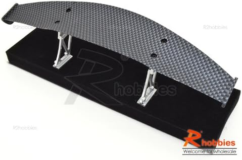 1/10 RC Car 195x40mm Carbon Fiber Pattern GT Rear Spoiler with Stand Assembled