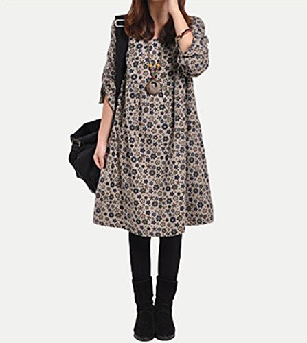 (リザウンド) ReSOUND 可愛い 小花柄 ワンピース 体型 カバー ひざ 丈 長袖 チュニック ゆったり ワンピ 春 秋 冬 カジュアル 花柄 レディース ＃43