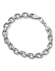 Leslies Sterling Silver Polished and Textured Link Bracelet Length 7.5"
