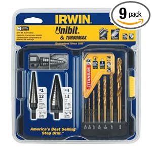 Irwin Industrial Tools 3018008 Unibit TiN TurboMax Pro Drill Bit Set, 9-Piece by Irwin