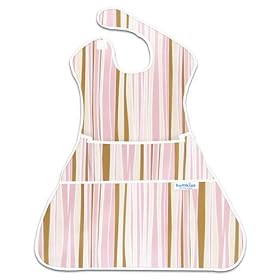 Bumkins Waterproof SuperSized SuperBib - Rose/Chocolate Stripes