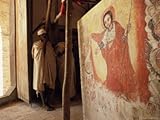 Wall Painting in Interior, Island of Dek, Gondar Region, Ethiopia Photographic Poster Print by Bruno Barbier, 9x12