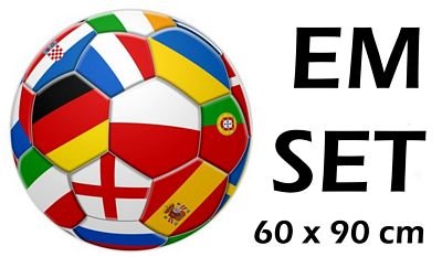 Flaggenset EM 2012 Polen Ukraine Flagge Fußball Fahne 60 x 90 cm inkl. EM Fanflagge 90 x 150 cm