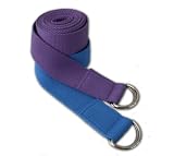 8 Foot D-Ring Buckle Yoga Strap (Purple/Navy/Natural), Yoga Belt, Yoga Accessories, Yoga Props