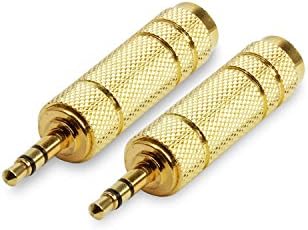 Galastone-(2 Pack) Gold Plated 3.5mm Male (1/4 inch) to 6.5mm Female Stereo Adapter