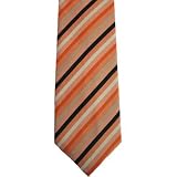 CORAL ORANGE CREAM BLACK STRIPED Mens NECKTIE