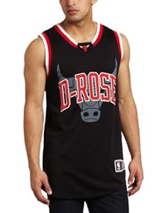 NBA Men's Chicago Bulls Derrick Rose #1 Notorious Jersey (Black/Scarlet/White, Large)