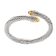 925 Silver & Amethyst Cable-Style Wrap Bracelet with 14k Gold Accents