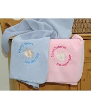 Personalised footprint gift blanket - Blue small