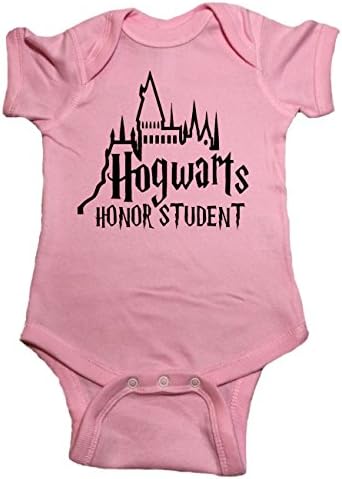 Harry Potter Baby One Piece "Hogwarts Honor Student" Bodysuit (18 Month, Pink)