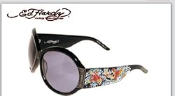 ED HARDY EHS 002 KOI FISH BLACK PLASTIC SWAROSKI CRYSTAL SUNGLASSES