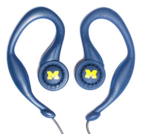 Koss SportClip Earphones with Wind Up Storage Case - University of Michigan Logo