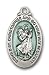 Sterling Silver St. Christopher Pendant with Stainless Silver Heavy Curb Chain 24 inch