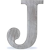 The Lucky Clover Trading "J" Wood Block Letter, 14"L, Charcoal Grey