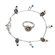 Silver Ankle Bracelet Toe Ring Pair 10.25 inches (anklts533)
