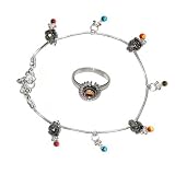 Silver Ankle Bracelet Toe Ring Pair 10.25 inches (anklts533)