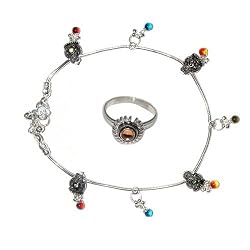 Silver Ankle Bracelet Toe Ring Pair 10.25 inches (anklts533)