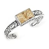 Barse Sterling Silver Picture Jasper Cuff Bracelet