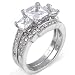 Cubic Zirconia Silver Wedding Ring Set - size 5