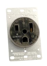 50 Amp, 250 Volt, Flush Mounting Receptacle, Straight Blade, Industrial Grade, Grounding, Black, 5374