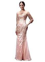 Silk/Tulle Cocktail Mermaid Striped Print Sequined Lace Mesh Evening Dress/Bridesmaid Dress/Prom Dress/Wedding Party Dress 