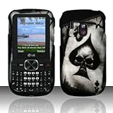 For Tracfone Net 10 Lg 500g Accessory - Black Spade Skull Design Hard Proct ....