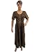 Womens Hippie Boho Embroidered Brown Dress Front Top Button Sundress