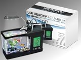 New USB Power Connector Desktop Aquarium Mini Fish Tank W/ Running Water Multifunction Penholder