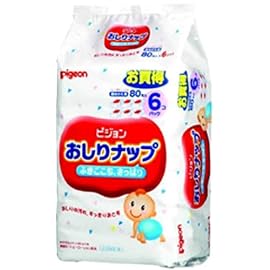 おしりナップ(ふきごごち、さっぱり) 80枚入 詰めかえ用 6個パック