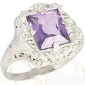 10K White Gold Amethyst Estate Ring