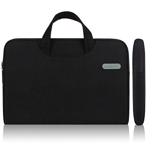 Kamor Canvas 13.3-Inch Laptop Sleeve Bag Shell with Pocket & Handle (Black)