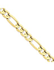 6mm, 14 Karat Yellow Gold, Open Concave Figaro Chain - 18 inch