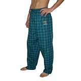 Mens NFL Jacksonville Jaguars Plaid Cotton Thermal Sleepwear / Pajama Pants - Cyan & Black (Size: 2XL)