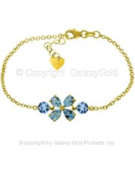 Blue Topaz Flower Bracelet in 14k Yellow Gold