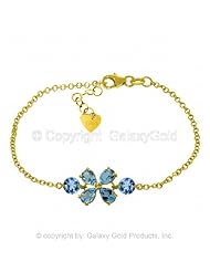 14k Yellow Gold Floral Bracelet with Blue Topaz