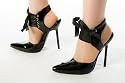 Chloe - Black Patent Ribbon Stiletto 5 inch High Heel Shoes/Sandals