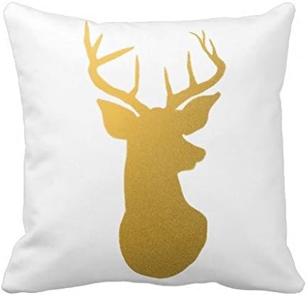 gold reindeer antler modern silhouette throw pillow case