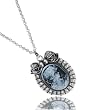 BIG BLING Retro Vintage Gray Cameo Pendant Necklace - 23" Silvertone Chain