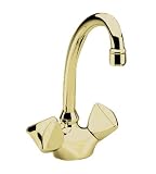 GROHE Classic Double-Handle Single-Hole Kitchen/Bar Faucet with Tricorn Handles, Polished Brass #31054R00